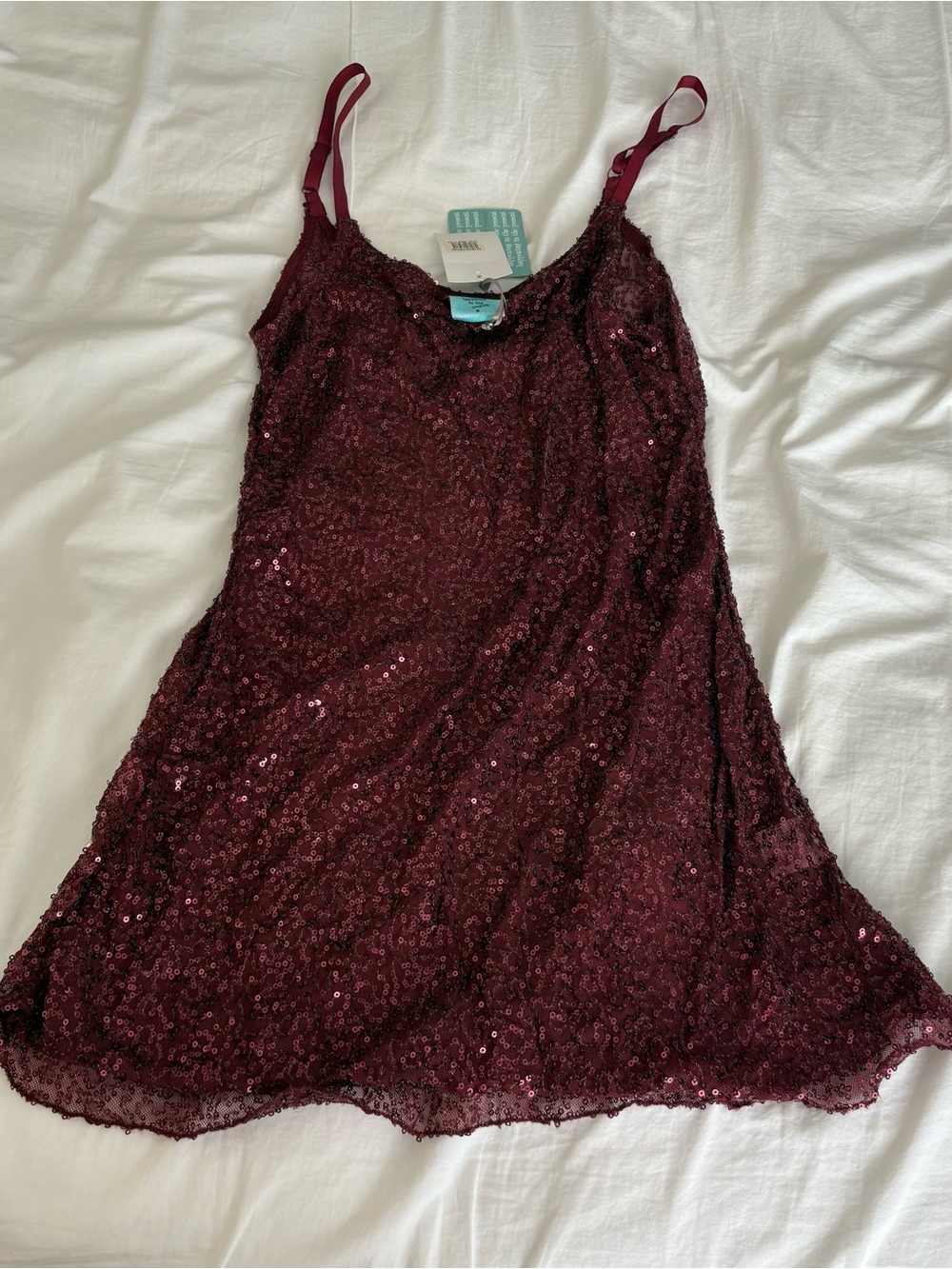 NWT h.i.p. Wineberry Sequin Lace Cami Tunic Top Size Small Y2K